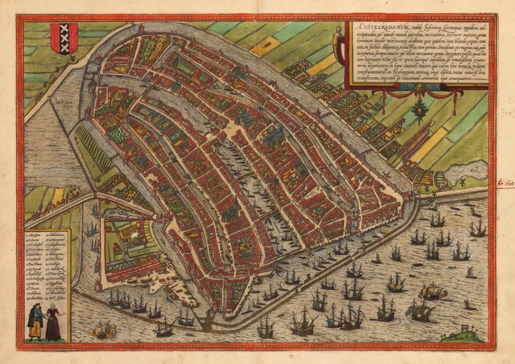 Kaart van Amsterdam uit 1574, gemaakt door Braun en Hogenberg