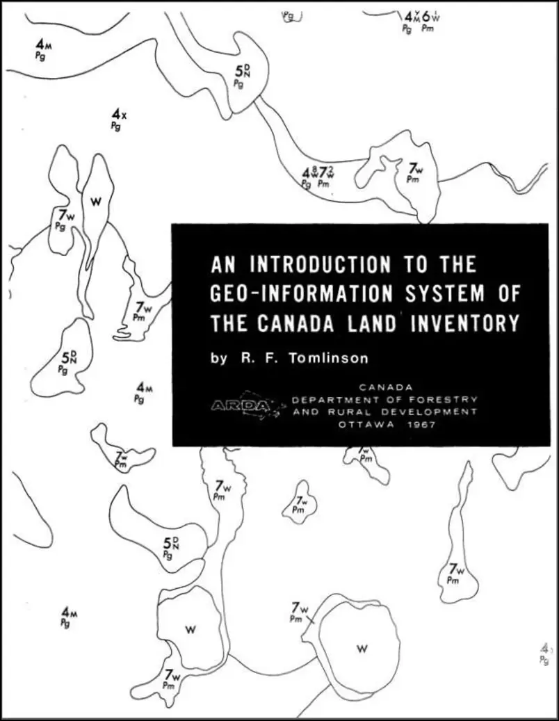 Een omslag of pagina uit An Introduction to the Geo-Information System of the Canada Land Inventory (de vroege GIS-beschrijving door Tomlinson).